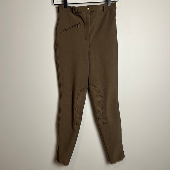 TuffriderTailored Equestrian Breeches Chocolate Brown Size 28 Long Riding Pants - Picture 2 of 14